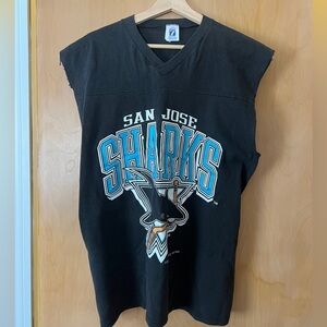 Vintage San Jose Sharks V Next cutoff tee 1991